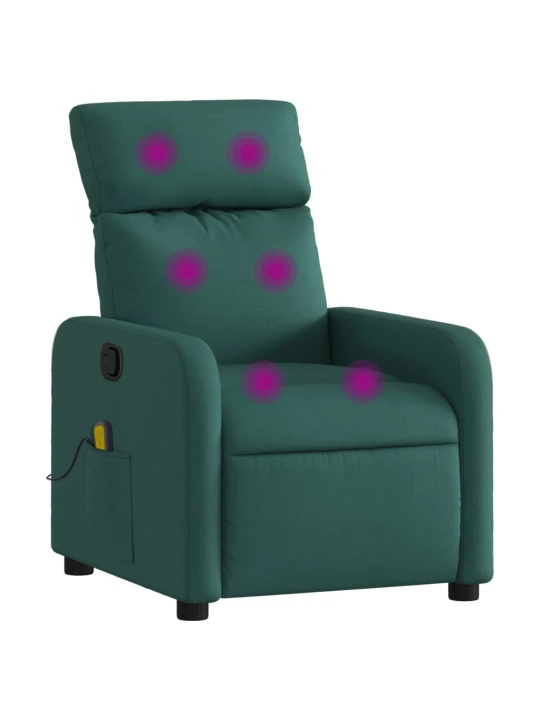 Masážní polohovací křeslo tmavě zelené textil