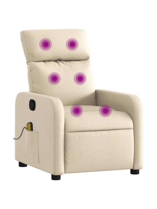 Masážní polohovací křeslo krémové textil