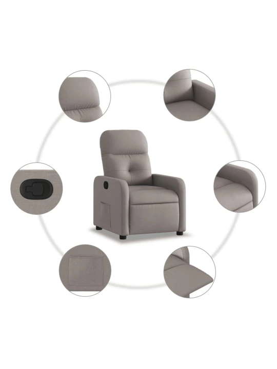 Polohovací křeslo taupe textil