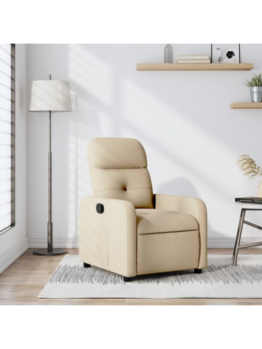 Polohovací křeslo krémové textil