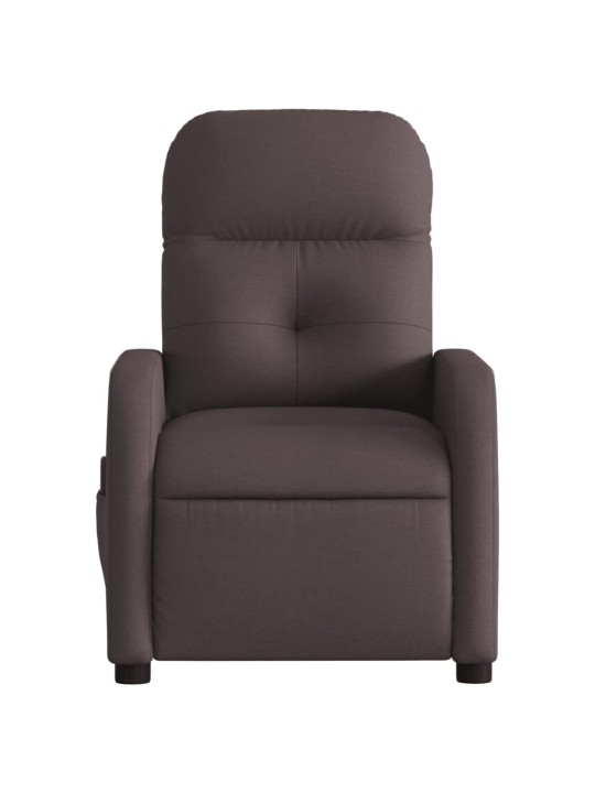 Masážní polohovací křeslo tmavě hnědé textil