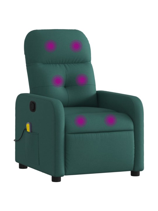 Masážní polohovací křeslo tmavě zelené textil