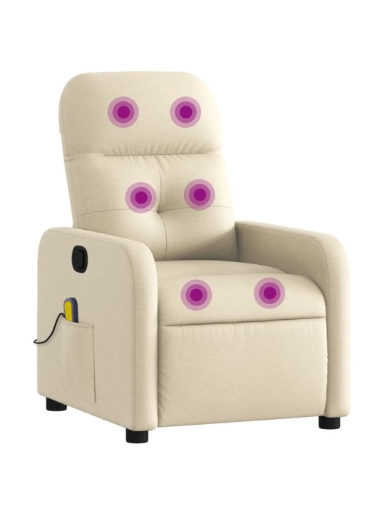 Masážní polohovací křeslo krémové textil