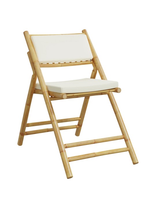 3dílný skládací bistro set s krémově bílými poduškami bambus