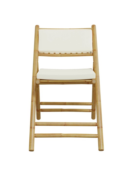 3dílný skládací bistro set s krémově bílými poduškami bambus