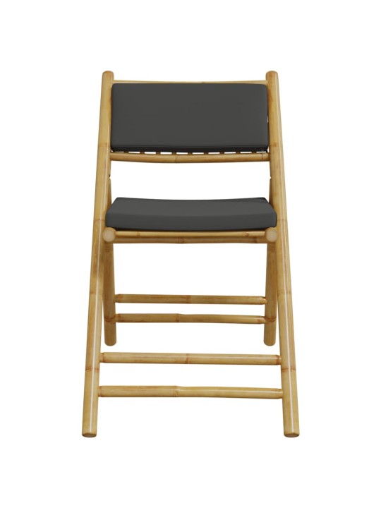 3dílný skládací bistro set s tmavě šedými poduškami bambus