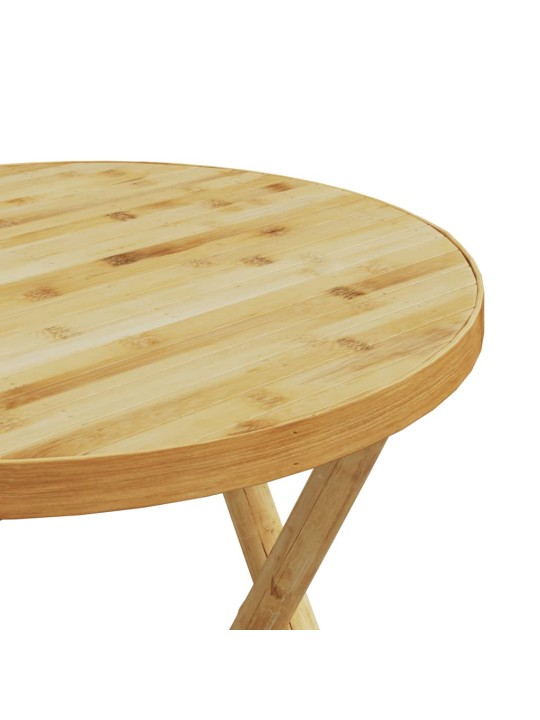 3dílný skládací bistro set s tmavě šedými poduškami bambus
