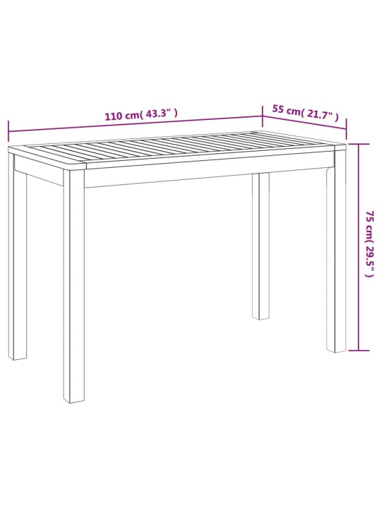 Zahradní jídelní stůl 110 x 55 x 75 cm masivní akáciové dřevo