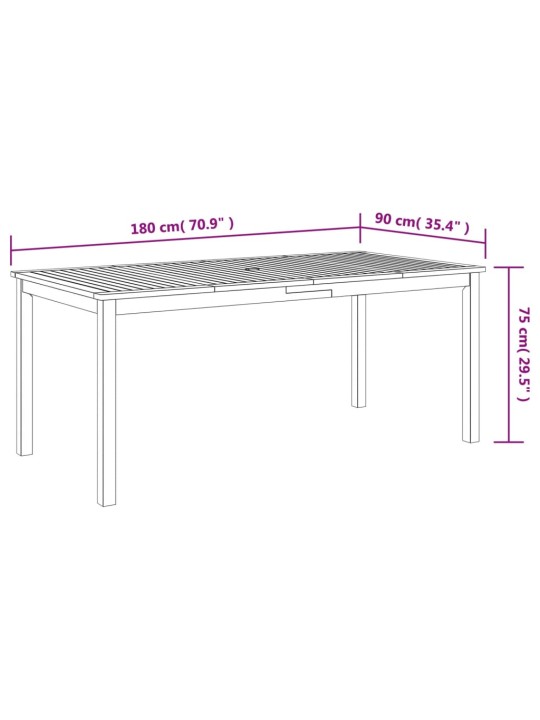 Zahradní jídelní stůl 180 x 90 x 75 cm masivní akáciové dřevo