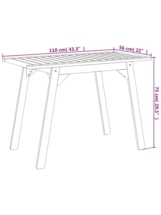 Zahradní jídelní stůl 110 x 56 x 75 cm masivní akáciové dřevo