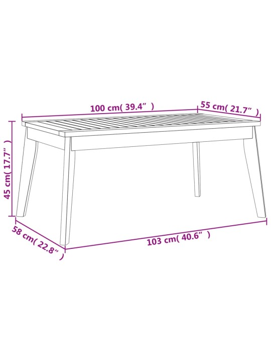 Zahradní jídelní stůl 100 x 55 x 45 cm masivní akáciové dřevo
