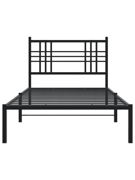 Kovový rám postele s čelem černý 90 x 200 cm
