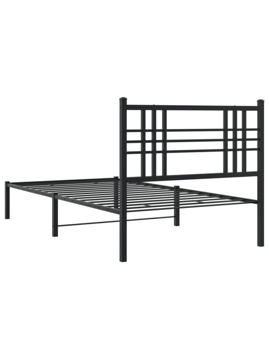 Kovový rám postele s čelem černý 90 x 200 cm