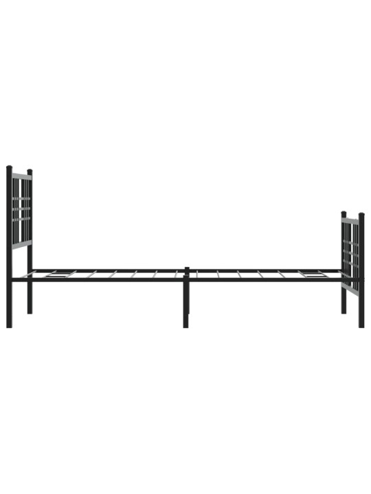 Kovový rám postele s hlavovým a nožním čelem černý 80 x 200 cm