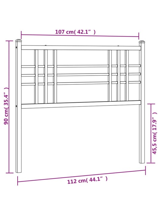 Kovové čelo postele černé 107 cm