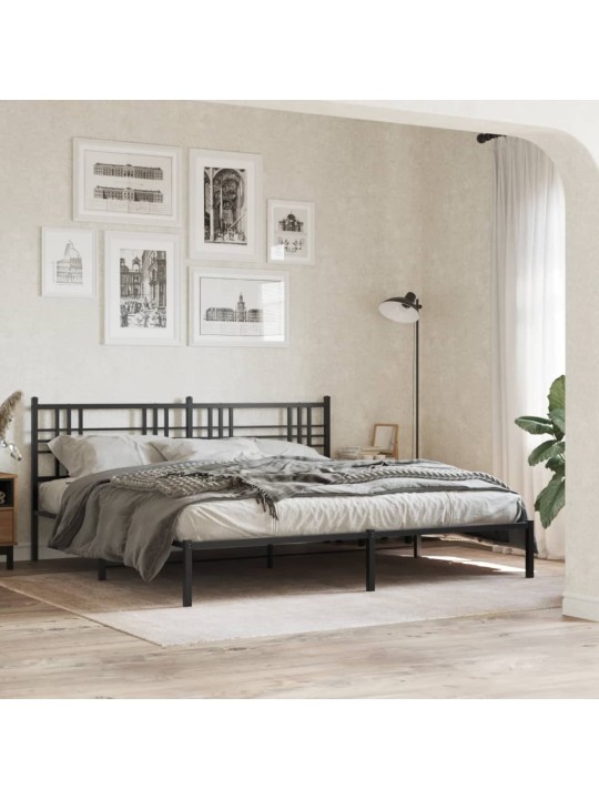 Kovové čelo postele černé 193 cm