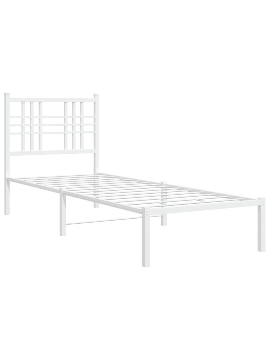 Kovový rám postele bez matrace s čelem bílý 75 x 190 cm