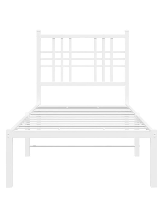Kovový rám postele bez matrace s čelem bílý 75 x 190 cm