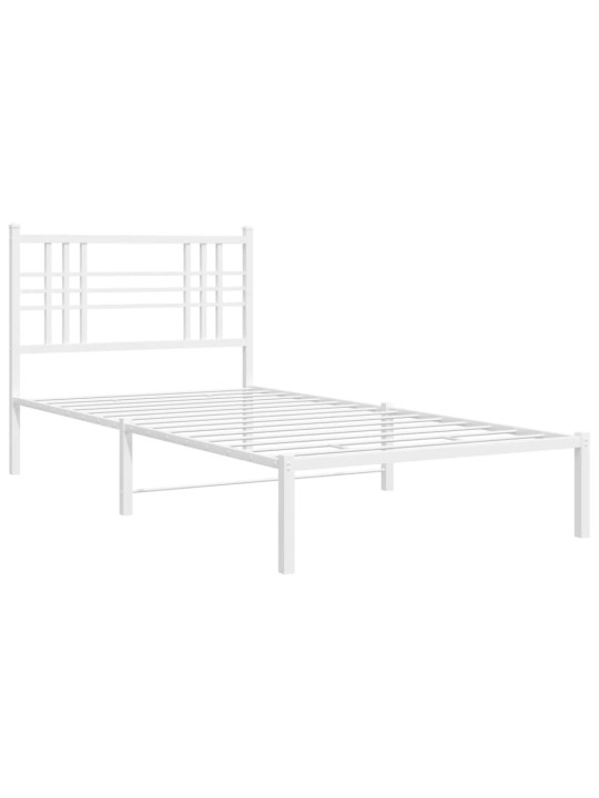 Kovový rám postele s čelem bílý 90 x 200 cm