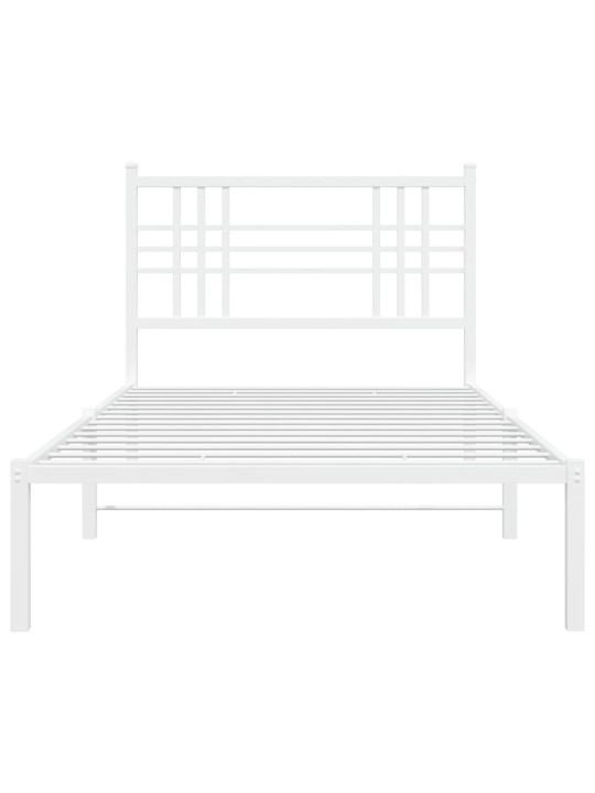 Kovový rám postele s čelem bílý 90 x 200 cm