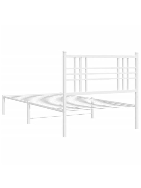 Kovový rám postele s čelem bílý 90 x 200 cm