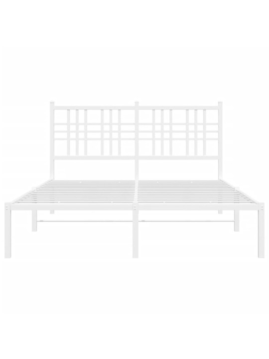 Kovový rám postele s čelem bílý 120 x 200 cm