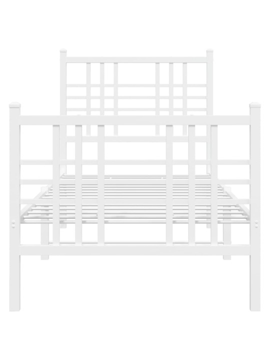 Kovový rám postele s hlavovým a nožním čelem bílý 80 x 200 cm