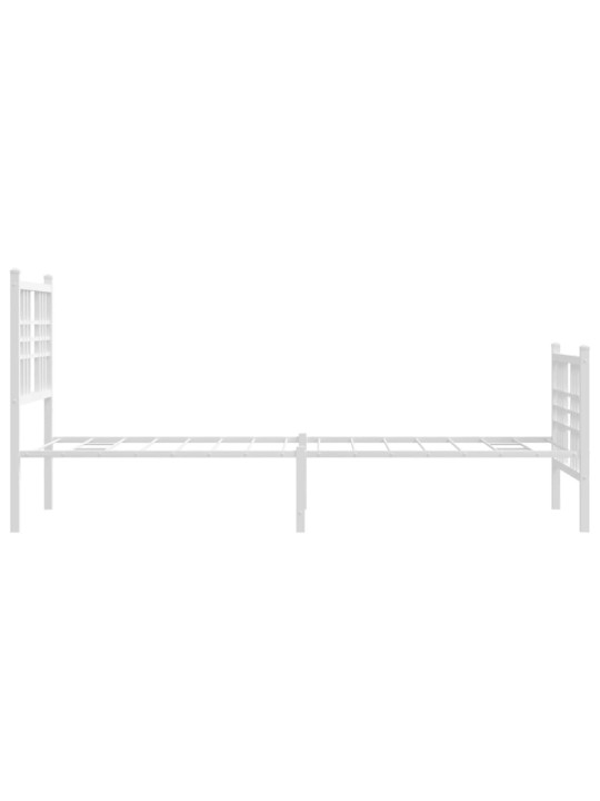 Kovový rám postele s hlavovým a nožním čelem bílý 80 x 200 cm