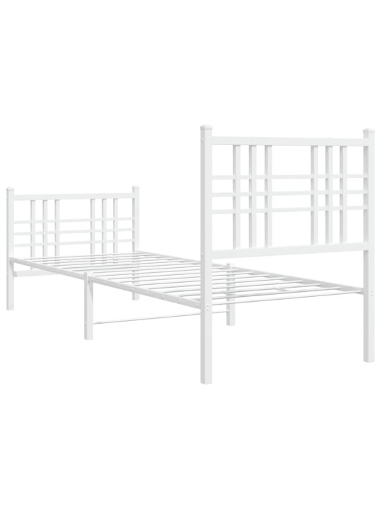 Kovový rám postele s hlavovým a nožním čelem bílý 80 x 200 cm