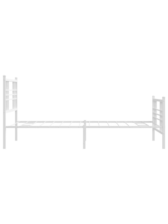 Kovový rám postele s hlavovým a nožním čelem bílý 90 x 200 cm