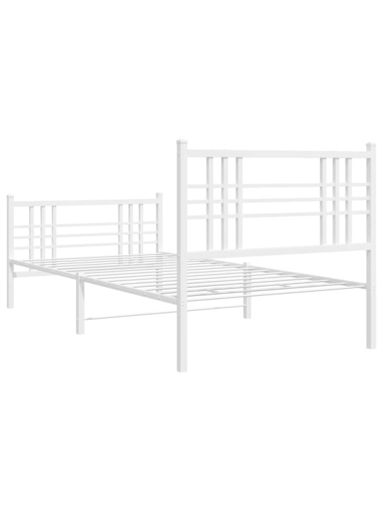 Kovový rám postele s hlavovým a nožním čelem bílý 90 x 200 cm