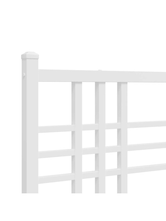 Kovový rám postele s hlavovým a nožním čelem bílý 90 x 200 cm