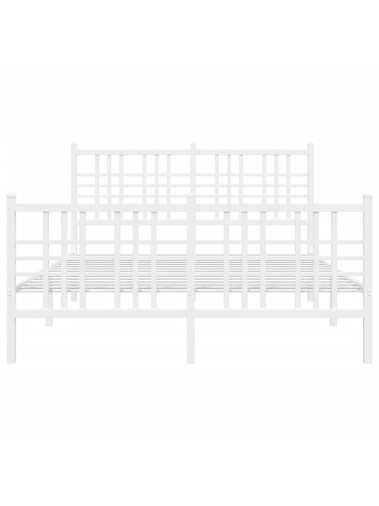 Kovový rám postele s hlavovým a nožním čelem bílý 140 x 190 cm