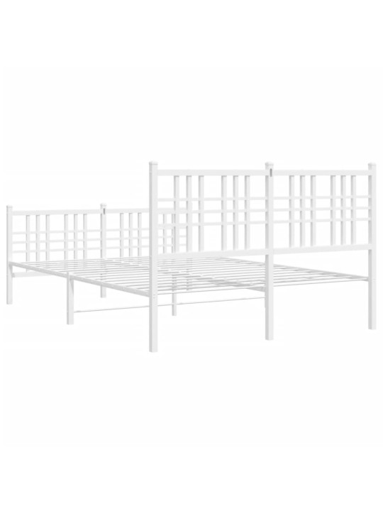 Kovový rám postele s hlavovým a nožním čelem bílý 140 x 190 cm