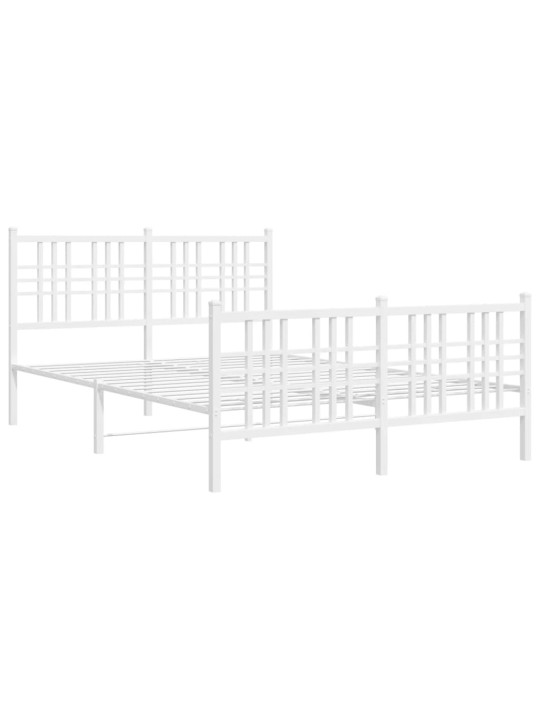 Kovový rám postele s hlavovým a nožním čelem bílý 140 x 200 cm