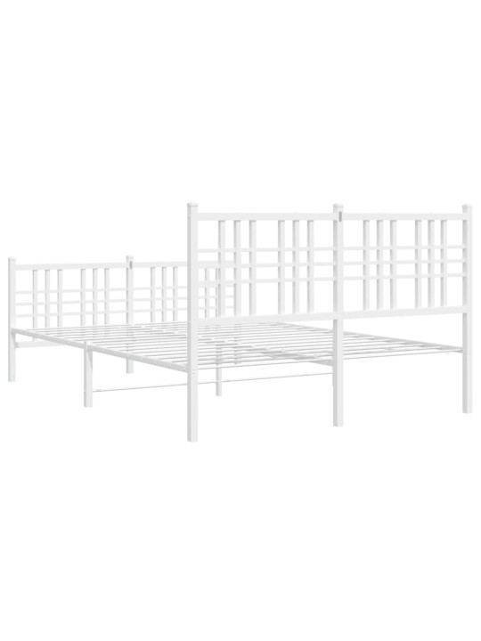 Kovový rám postele s hlavovým a nožním čelem bílý 140 x 200 cm