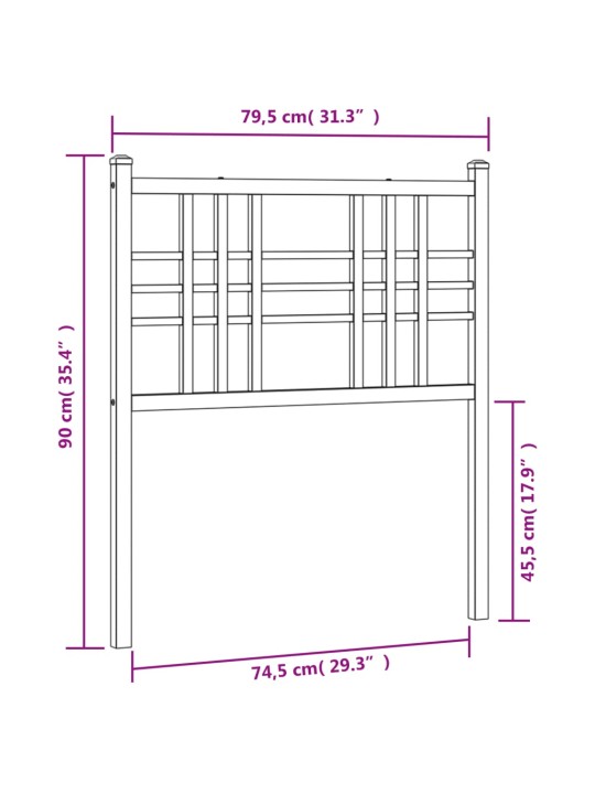 Kovové čelo postele bílé 75 cm