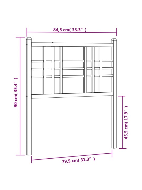 Kovové čelo postele bílé 80 cm