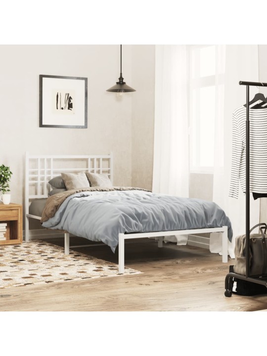 Kovové čelo postele bílé 107 cm