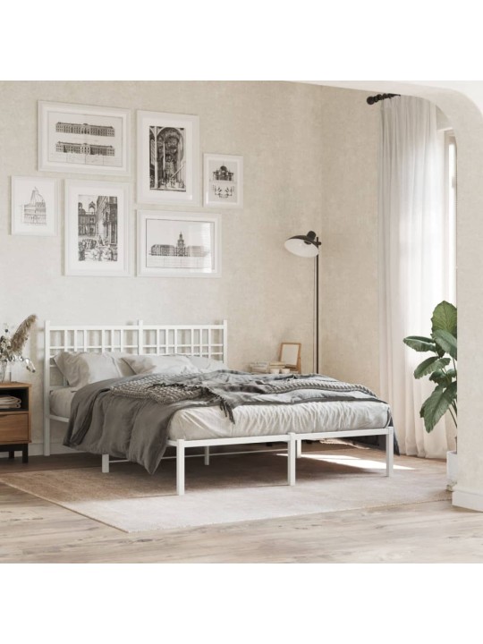 Kovové čelo postele bílé 137 cm