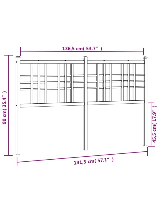 Kovové čelo postele bílé 137 cm
