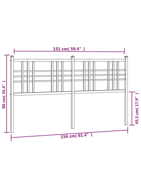 Kovové čelo postele bílé 150 cm
