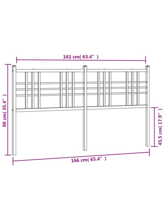 Kovové čelo postele bílé 160 cm