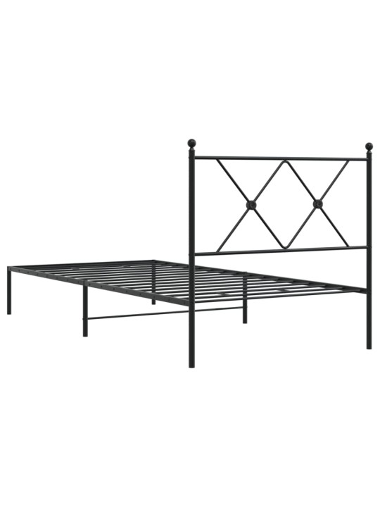 Kovový rám postele s čelem černý 90 x 200 cm