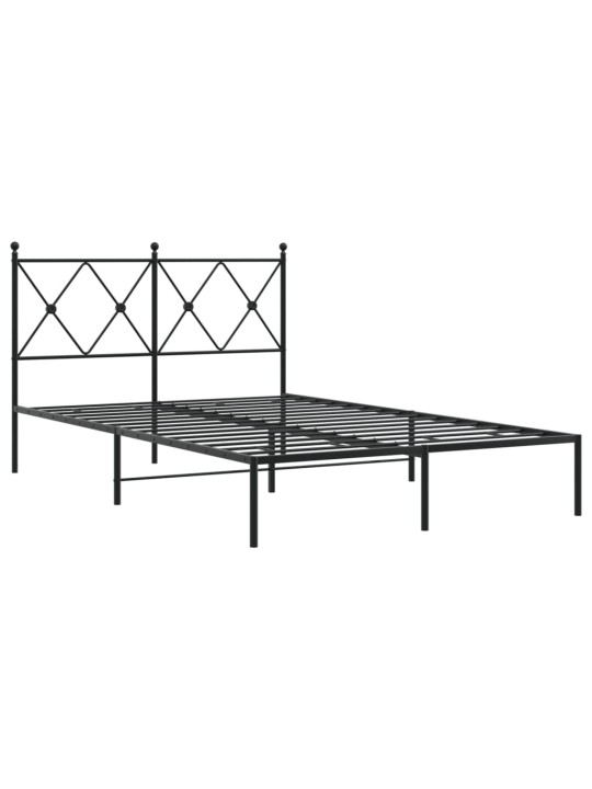 Kovový rám postele s čelem černý 120 x 200 cm