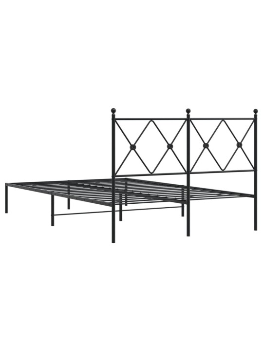 Kovový rám postele s čelem černý 120 x 200 cm