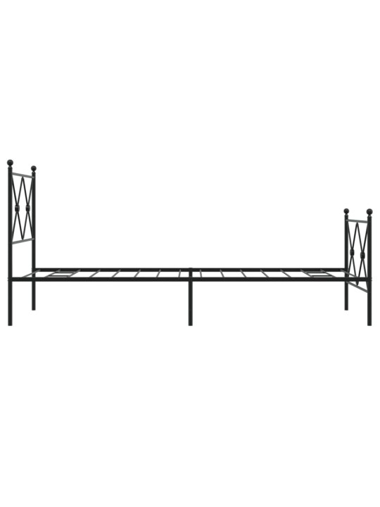 Kovový rám postele s hlavovým a nožním čelem černý 80 x 200 cm