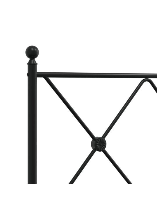 Kovový rám postele s hlavovým a nožním čelem černý 90 x 200 cm