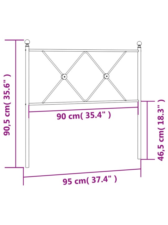 Kovové čelo postele černé 90 cm