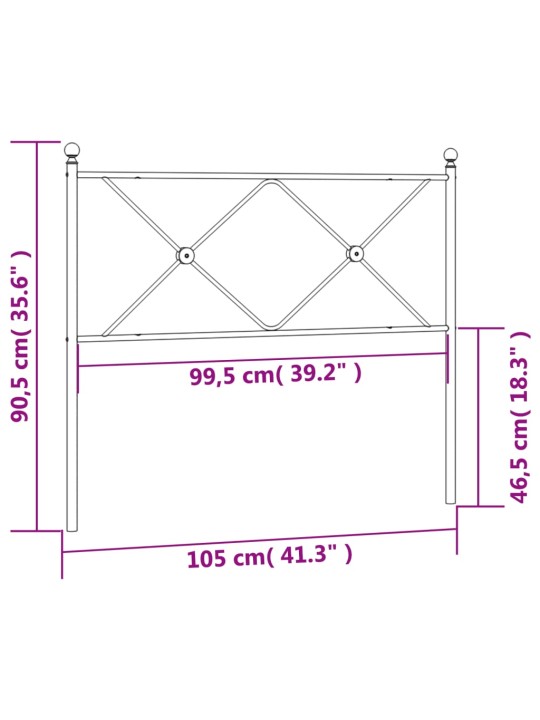 Kovové čelo postele černé 100 cm